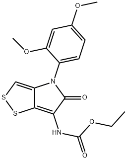 [4-(2,4-Dimethoxy-phenyl)-5-oxo-4,5-dihydro-[1,2]dithiolo[4,3]pyrro-6-yl]-carbamic acid ethyl ester, 1015064-87-5, 结构式