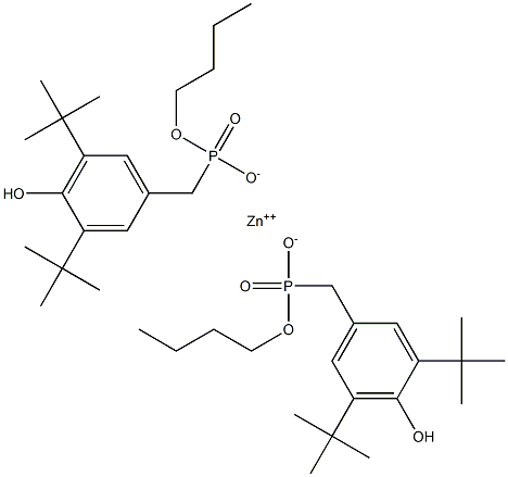 亜鉛ビス[ブトキシ[3,5-ビス(1,1-ジメチルエチル)-4-ヒドロキシフェニルメチル]ホスフィナート] 化学構造式