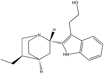 2-[(1S,4S)-5β-エチル-1-アザビシクロ[2.2.2]オクタ-2α-イル]-1H-インドール-3-エタノール 化学構造式
