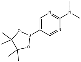 2-ジメチルアミノ-5-(4,4,5,5-テトラメチル-1,3,2-ジオキサボロラン-2-イル)ピリミジン 化学構造式