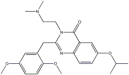 2-(2,5-ジメトキシフェニルメチル)-3-[2-(ジメチルアミノ)エチル]-6-(1-メチルエトキシ)-4(3H)-キナゾリノン·塩酸塩 化学構造式