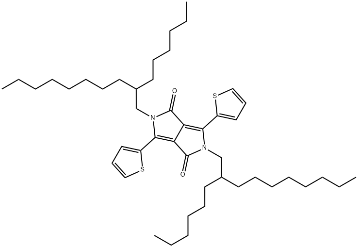 2,5-二(2-己基癸基)-3,6-二(噻吩基-2-)-吡咯并吡咯二酮, 1044598-80-2, 结构式