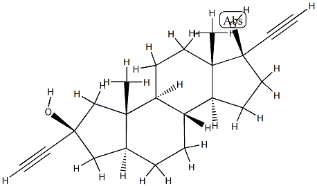 (17R)-2α-エチニル-A-ノル-5α-プレグナ-20-イン-2β,17-ジオール 化学構造式