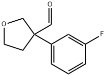 3-(3-フルオロフェニル)テトラヒドロ-3-フランカルブアルデヒド 化学構造式