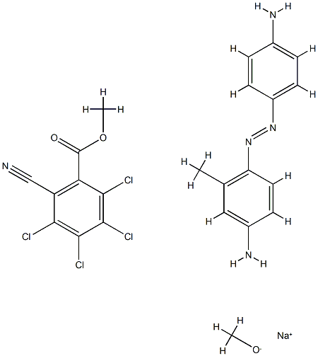 Benzoic acid, 2,3,4,5-tetrachloro-6-cyano-, methyl ester, reaction products with 4-[(4-aminophenyl)azo]-3-methylbenzenamine and sodium methoxide Struktur