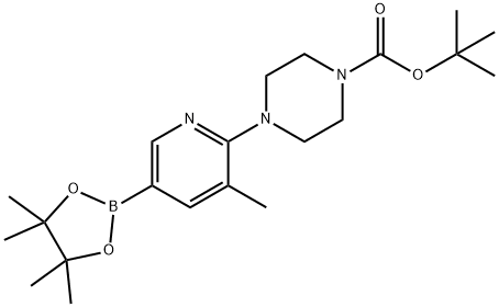 4-(3-メチル-5-(4,4,5,5-テトラメチル-1,3,2-ジオキサボロラン-2-イル)ピリジン-2-イル)ピペラジン-1-カルボン酸TERT-ブチル 化学構造式