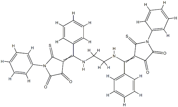 (4E)-4-[[2-[[(E)-(4,5-dioxo-1-phenyl-2-sulfanylidene-pyrrolidin-3-ylid ene)-phenyl-methyl]amino]ethylamino]-phenyl-methylidene]-1-phenyl-5-su lfanylidene-pyrrolidine-2,3-dione Struktur
