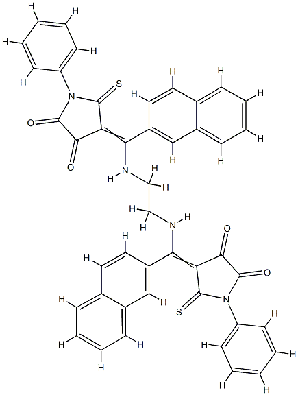 (4E)-4-[[2-[[(E)-(4,5-dioxo-1-phenyl-2-sulfanylidene-pyrrolidin-3-ylid ene)-naphthalen-2-yl-methyl]amino]ethylamino]-naphthalen-2-yl-methylid ene]-1-phenyl-5-sulfanylidene-pyrrolidine-2,3-dione Struktur