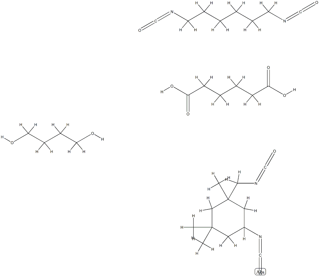 Hexanedioic acid, polymer with 1,4-butanediol, 1,6-diisocyanatohexane and 5-isocyanato-1-(isocyanatomethyl)-1,3,3-trimethylcyclohexane 结构式