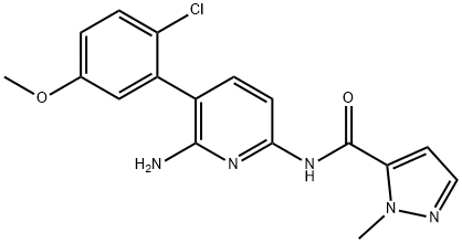 N-(6-氨基-5-(2-氯-5-甲氧苯基)吡啶-2-基)-1-甲基-1H-吡唑-5-甲酰胺, 1079400-07-9, 结构式