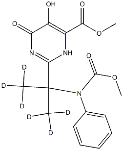 Methyl 2-[2-(benzyloxycarbonylamino)-(1,3-D6-propan)-2-yl]-5-hydroxy-6-oxo-1,6-dihydropyrimidine-4-carboxylate, 1100750-73-9, 结构式