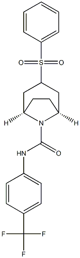 (3-endo)-3-(Phenylsulfonyl)-N-[4-(trifluoromethyl)phenyl]-8-azabicyclo[3.2.1]octane-8-carboxamide Struktur