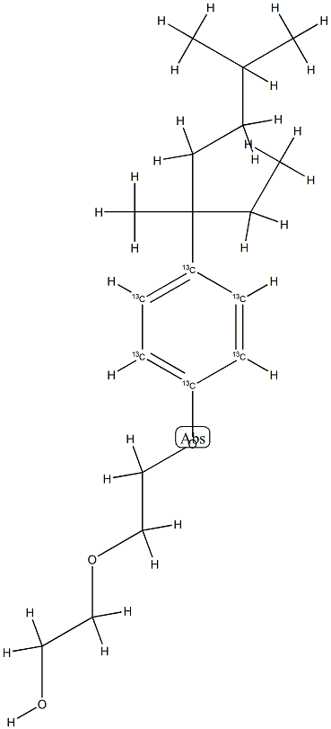 3,6,3-Nonylphenol  diethoxylate-13C6,  363-NP2EO-13C6,  2-{2-[4-(3,6-Dimethyl-3-heptyl)phenoxy]ethoxy}ethanol-13C6,  2-{2-[4-(1-Ethyl-1,4-dimethylpentyl)phenoxy]ethoxy}ethanol-13C6 Struktur