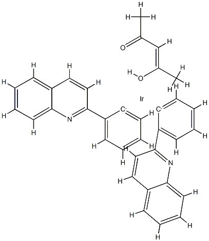 Bis(2-phenylquinoline)(acetylacetonate)iridium(III) Structure