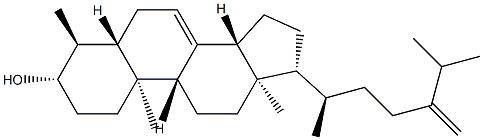 4α-メチル-5α-エルゴスタ-7,24(28)-ジエン-3β-オール 化学構造式