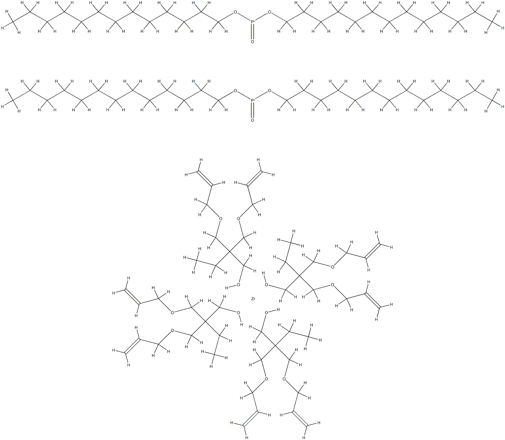 Zirconate(2-), tetrakis2,2-bis(2-propenyloxy)methyl-1-butanolato-.kappa.Obis(ditridecyl phosphito-.kappa.O)-, dihydrogen Structure