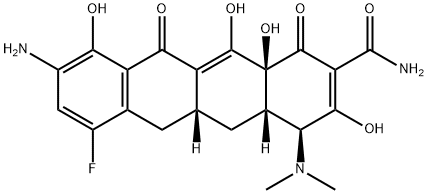 (4S,4aS,5aR,12aS)-9-Amino-4-(dimethylamino)-7-fluoro-1,4,4a,5,5a,6,11,12a-octahydro-3,10,12,12a-tetrahydroxy-1,11-dioxo-2-naphthacenecarboxamide 结构式