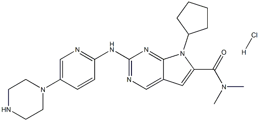 7-环戊基-N,N-二甲基-2-[[5-(1-哌嗪基)-2-吡啶基]氨基]-7H-吡咯并[2,3-D]嘧啶-6-甲酰胺盐酸盐, 1211443-80-9, 结构式