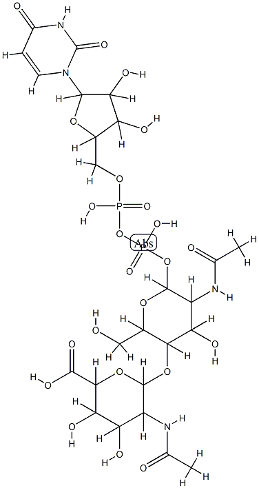 uridine 5'-(O-2-acetamido-2-deoxymannopyranuronosyl acid-(1--4)-2-acetamide-2-deoxyglucopyranosyl diphosphate) Structure