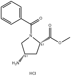 (2S,4S)-4-AMINO-1-N-BENZOYL-PYRROLIDINE-2-CARBOXYLIC ACID METHYL ESTER-HCl Struktur