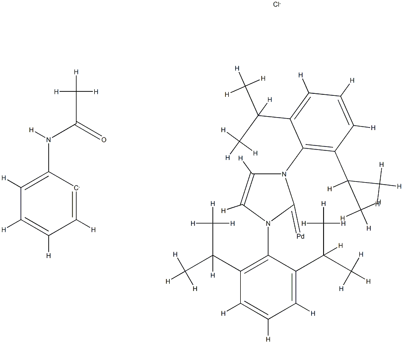 Chloro[[1,3-bis(2,6-diisopropylphenyl)imidazol-2-ylidene](acetanilide)palladium(II)] Struktur