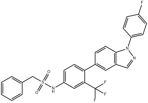 N-[4-[1-(4-Fluorophenyl)-1H-indazol-5-yl-3-(trifluoromethyl)phenyl]benzenesulfonamide Struktur