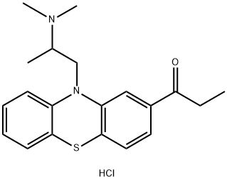 1-[10-[2-(ジメチルアミノ)プロピル]-10H-フェノチアジン-2-イル]プロパン-1-オン·塩酸塩 化学構造式