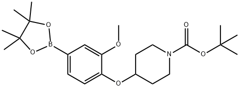 4-(1-BOC-ピペリジン-4-イルオキシ)-3-メトキシフェニルボロン酸ピナコールエステル 化学構造式