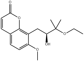 (S)-8-(3-乙氧基-2-羟基-3-甲基丁基)-7-甲氧基-2H-1-苯并吡喃-2-酮,125072-68-6,结构式