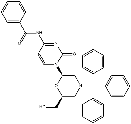 N4-Benzoyl-7'-OH-N-trityl Morpholino  cytosine Structure