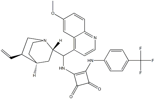 3-[[(8α,9S)-6′-メトキシシンコナン-9-イル]アミノ]-4-[4-(トリフルオロメチル)アニリノ]-3-シクロブテン-1,2-ジオン 化学構造式