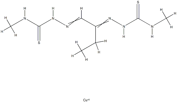 copper (II) ethylglyoxal bis(N(4)-methylthiosemicarbazone) Structure