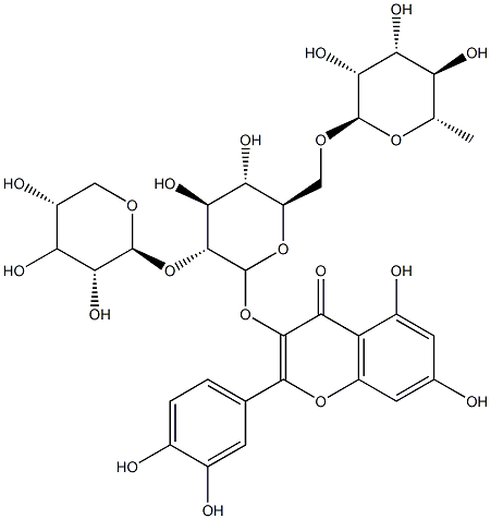 quercetin 3-O-beta-(2(G)-O-beta-xylopyranosyl-6(G)-O-alpha-rhamnopyranosyl)glucopyranoside Struktur