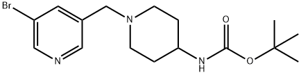 tert-butyl 1-((5-bromopyridin-3-yl)methyl)piperidin-4-ylcarbamate Struktur