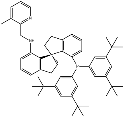 (R)-N-((3-Methylpyridin-2-yl)methyl)-7′-di(3,5-di-tert-butylphenyl)phosphino-1,1′-spirobiindanyl-7-amine Struktur