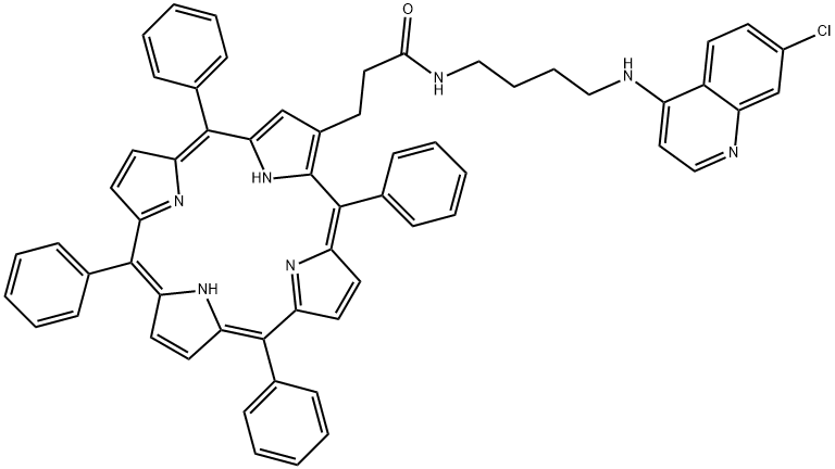 5,10,15,20-tetraphenyl-1-3-(4-(4-aminobutyl)-7-chloroquinoline)propioamidoporphine 结构式