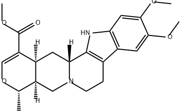 (3β,20α)-16,17-ジデヒドロ-10,11-ジメトキシ-19α-メチル-18-オキサヨヒンバン-16-カルボン酸メチル 化学構造式