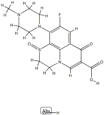 9-フルオロ-10-(4-メチルピペラジン-1-イル)-6-カルボキシ-7-オキソ-7H-ピリド[1,2,3-de]-1,4-ベンゾチアジン1-オキシド・塩酸塩 化学構造式