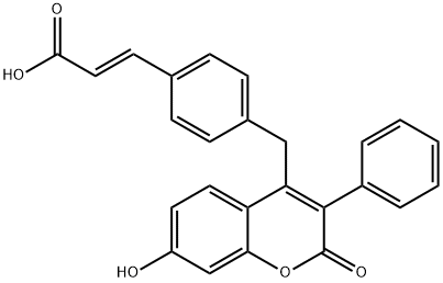 (2E)-3-[4-[(7-ヒドロキシ-2-オキソ-3-フェニル-2H-1-ベンゾピラン-4-イル)メチル]フェニル]プロペン酸 化学構造式