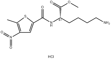 L-Lysine, N(sup 2)-((5-methyl-4-nitro-2-thienyl)carbonyl)-, methyl est er, monohydrochloride 结构式
