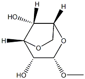 1-O-メチル-3,6-アンヒドロ-α-D-グルコピラノース 化学構造式
