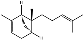(1S,5S,6R)-6-メチル-2-メチレン-6-(4-メチル-3-ペンテニル)ビシクロ[3.1.1]ヘプタン 化学構造式