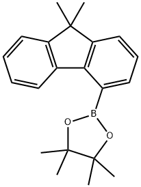 2-(9,9-ジメチル-9H-フルオレン-4-イル)-4,4,5,5-テトラメチル-1,3,2-ジオキサボロラン 化学構造式