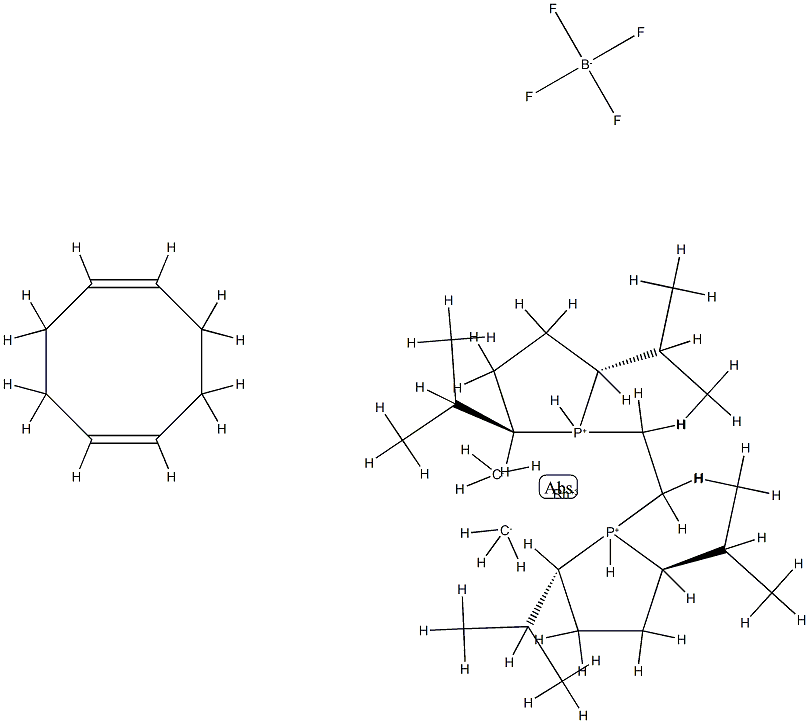 1,2-Bis((2R,5R)-2,5-di-i-propylphospholano)ethane(cyclooctadiene)rhodium(I) tetrafluoroborate Struktur