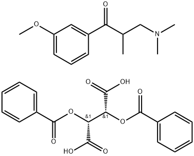 (S)-3-(diMethylaMino)-1-(3-Methoxyphenyl)-2-Methylpropan-1-one (2R,3R)-2,3-bis(benzoyloxy)succinate 结构式