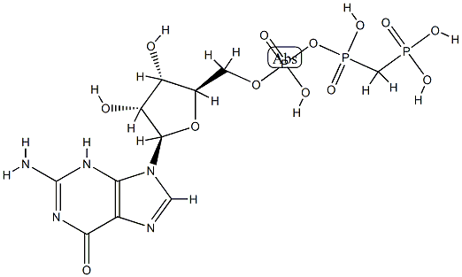 guanosine 5'-monophosphate, monoanhydride with (phosphonomethyl)phosphonic acid Structure