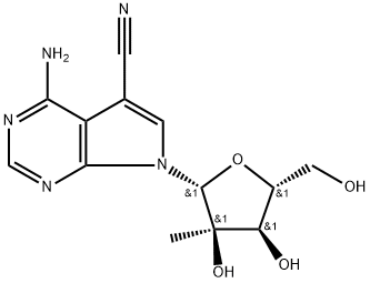 4-Amino-7-(2-C-methyl-beta-D-ribofuranosyl)-7H-pyrrolo[2,3-d]pyrimidine-5-carbonitrile Structure
