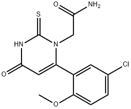 2-チオキソ-4-オキソ-6-(2-メトキシ-5-クロロフェニル)-1,2,3,4-テトラヒドロピリミジン-1-アセトアミド 化学構造式