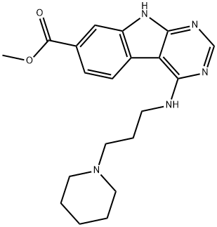 4-[(3-ピペリジノプロピル)アミノ]-9H-ピリミド[4,5-b]インドール-7-カルボン酸メチル 化学構造式