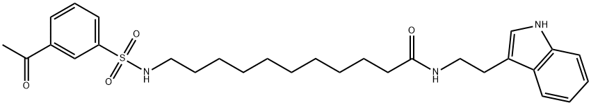 11-N-(3-acetylbenzenesulfonyl)undecanoyl tryptamine Struktur